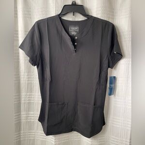 Cherokee contemporary scrub top 3 button black small